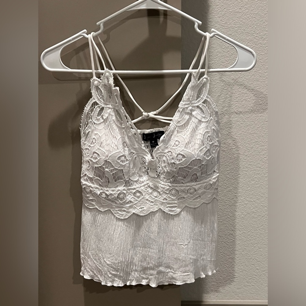 White spaghetti strap summer blouse